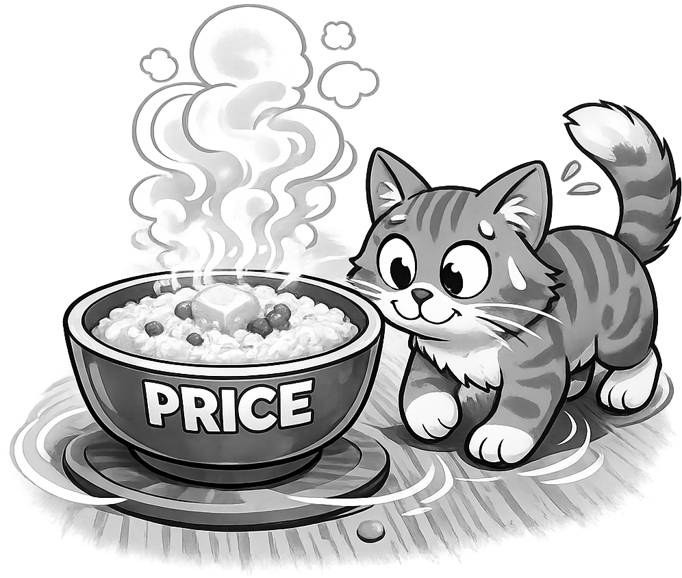 To circle like a cat around hot porridge